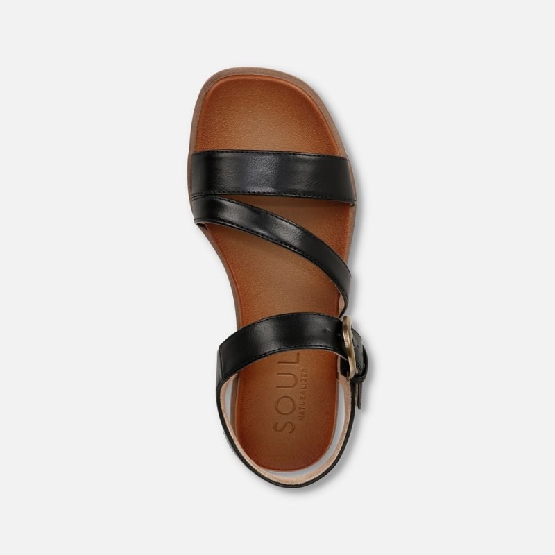 Naturalizer SOUL Jayvee Sandal Womens Black Flat Sandals IZ54-4554C2
