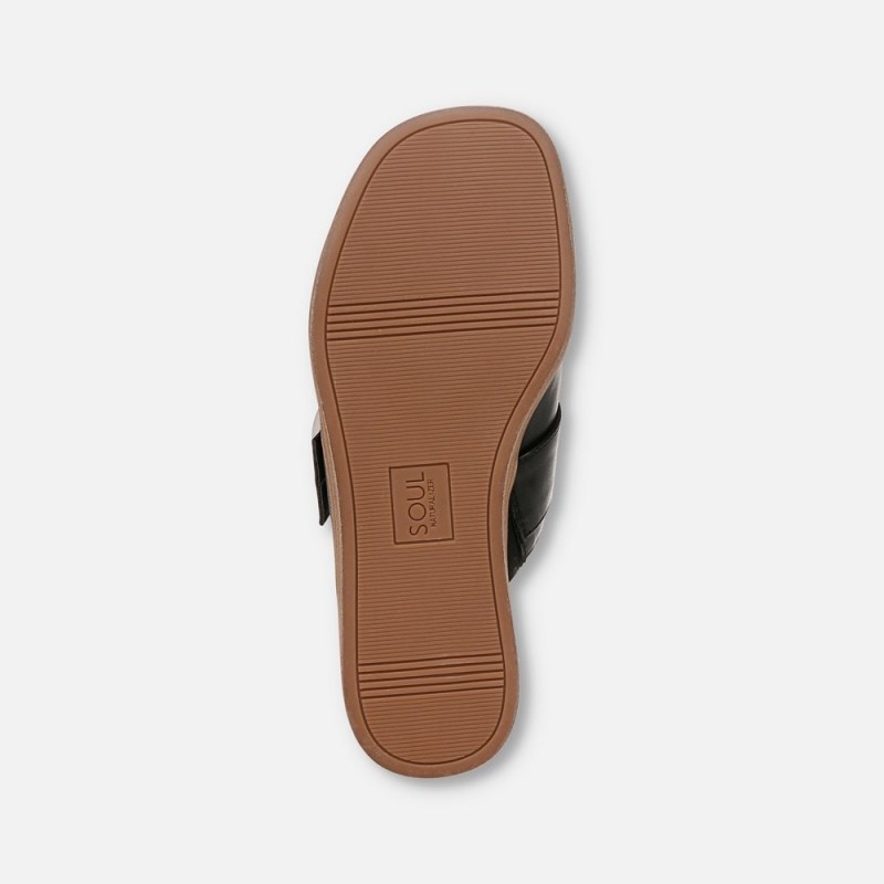 Naturalizer SOUL Joanie Slide Sandal Womens Black Flat Sandals TL65-4165K0
