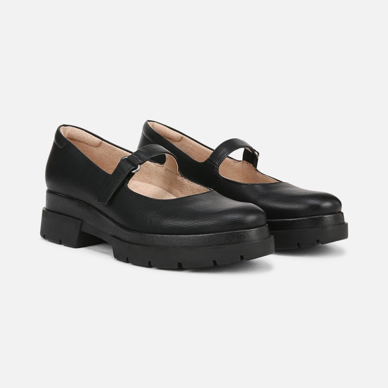 Naturalizer SOUL Olivet Mary Jane Lug Flat Womens Black Mary Janes IB59-6589T5