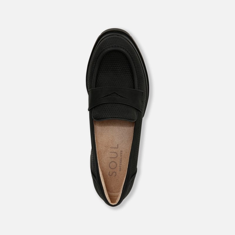 Naturalizer SOUL Ophelia Lug Sole Loafer Womens Black Loafers IL45-5345L2