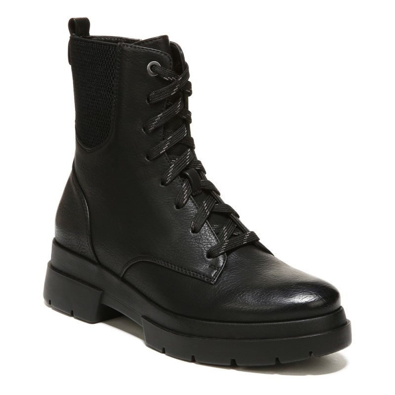 Naturalizer SOUL Ozzy Weather Resistant Combat Boot Womens Black Casual Boots MG21-0201Y0