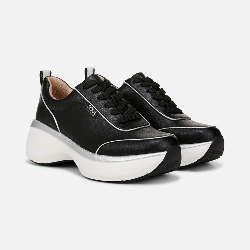 Naturalizer SOUL Roquel Lace Up Sneaker Womens Black Lace Up Sneakers NF24-6314V2