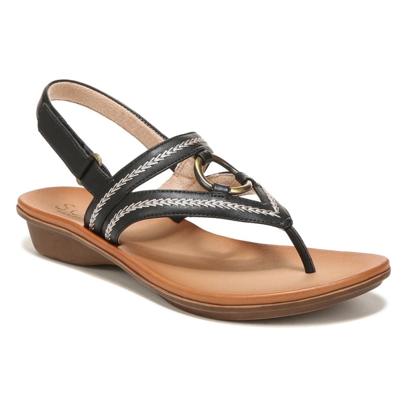 Naturalizer SOUL Sunny Sandal Womens Black Flat Sandals PG50-0050L9