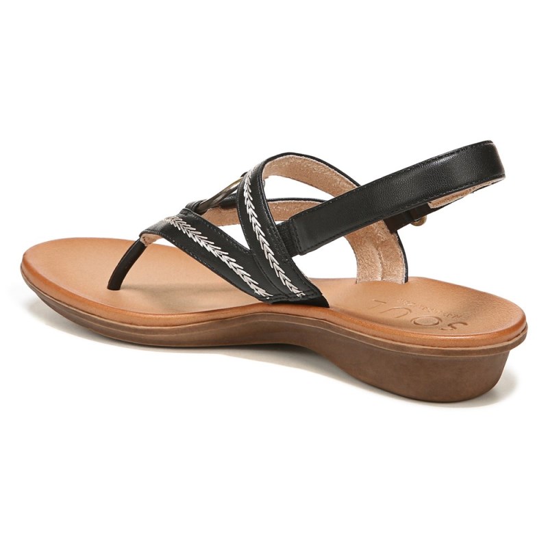 Naturalizer SOUL Sunny Sandal Womens Black Flat Sandals PG50-0050L9