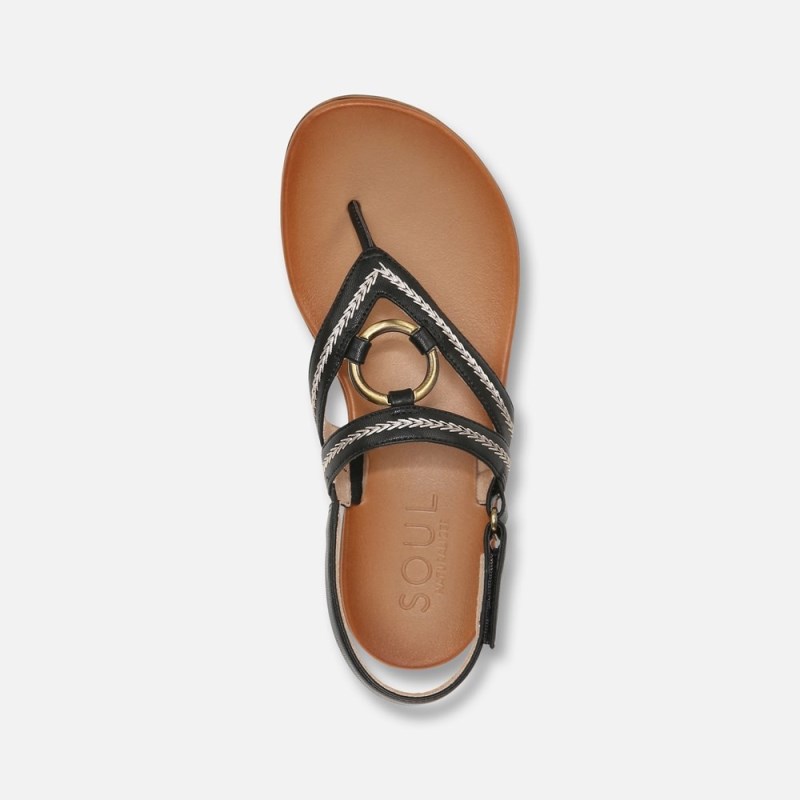 Naturalizer SOUL Sunny Sandal Womens Black Flat Sandals PG50-0050L9