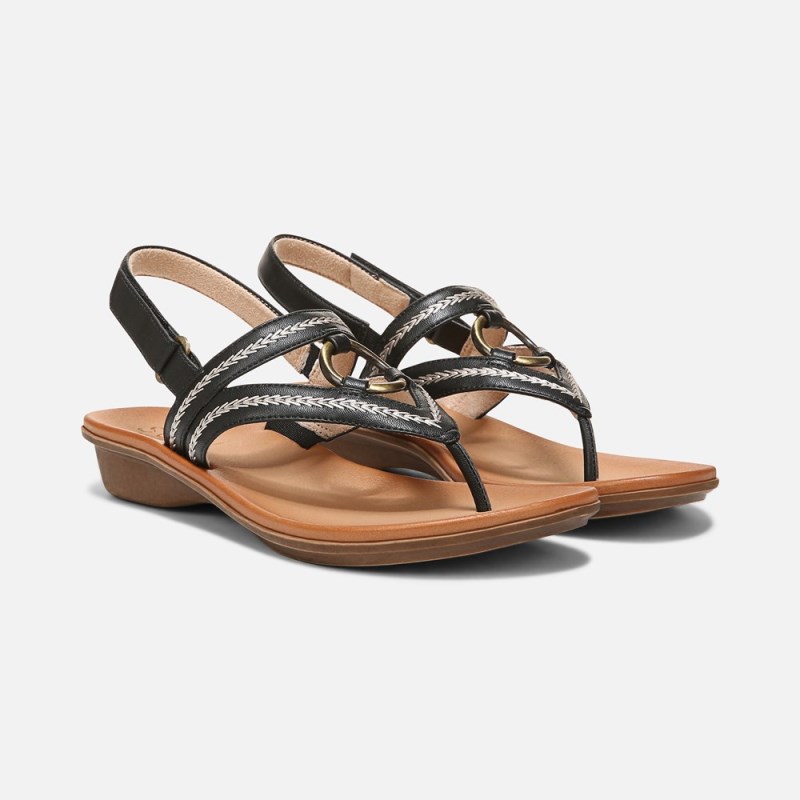 Naturalizer SOUL Sunny Sandal Womens Black Flat Sandals PG50-0050L9