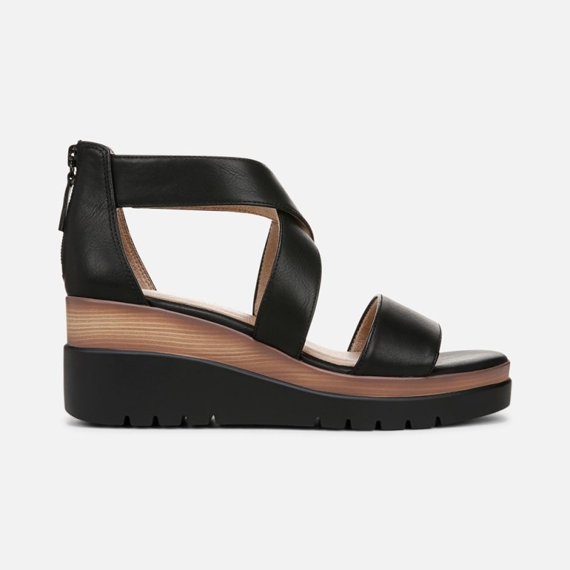 Naturalizer Soul Goodtimes Wedge Sandal Womens Black Wedge Sandals FE48-9758H5