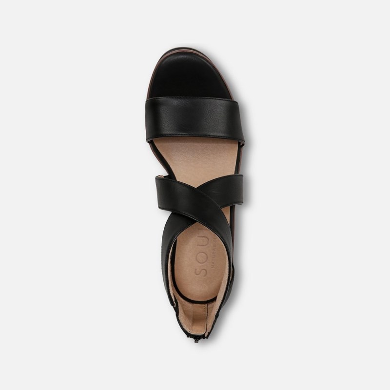 Naturalizer Soul Goodtimes Wedge Sandal Womens Black Wedge Sandals FE48-9758H5