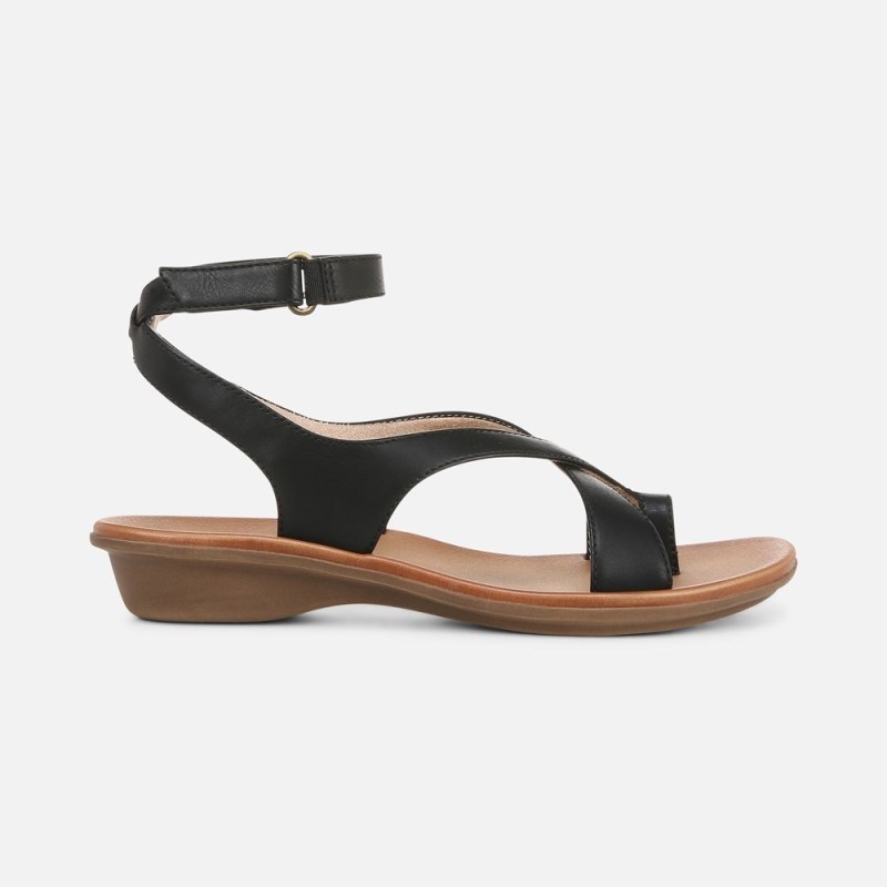 Naturalizer Soul Sivan Strappy Sandal Womens Black Flat Sandals YJ54-0364U3