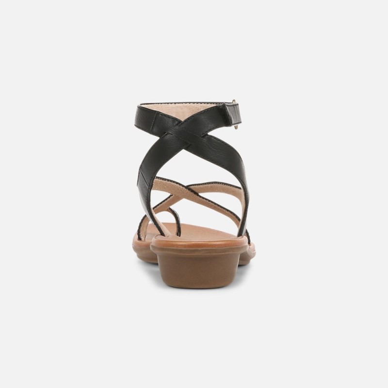 Naturalizer Soul Sivan Strappy Sandal Womens Black Flat Sandals YJ54-0364U3