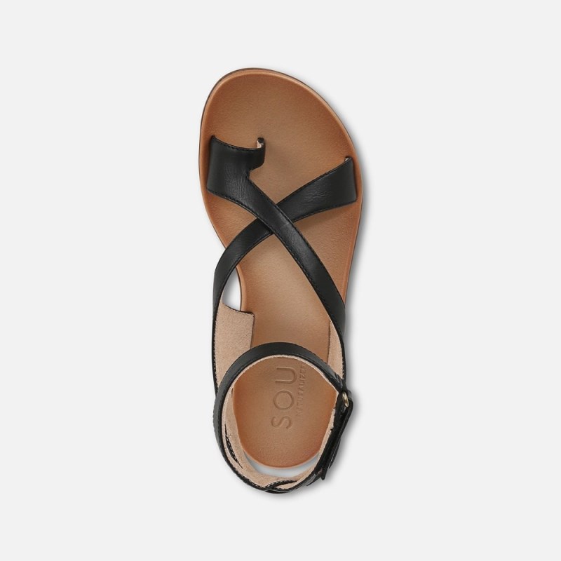 Naturalizer Soul Sivan Strappy Sandal Womens Black Flat Sandals YJ54-0364U3
