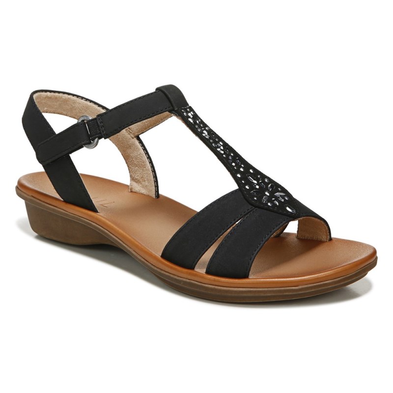 Naturalizer Soul Summer Sandal Womens Black Flat Sandals RW91-8771B3