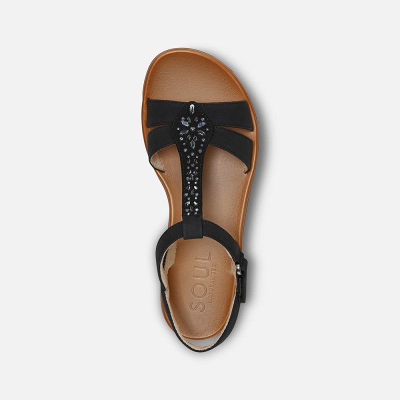 Naturalizer Soul Summer Sandal Womens Black Flat Sandals RW91-8771B3