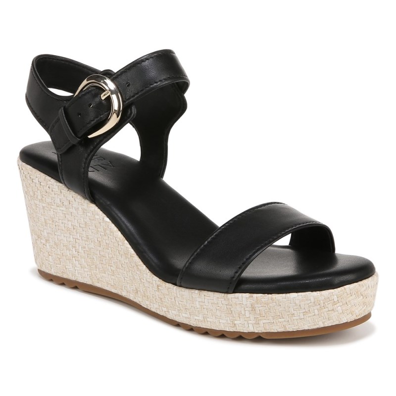 Naturalizer Stella Wedge Sandal Womens Black Wedge Sandals WD59-5599H1