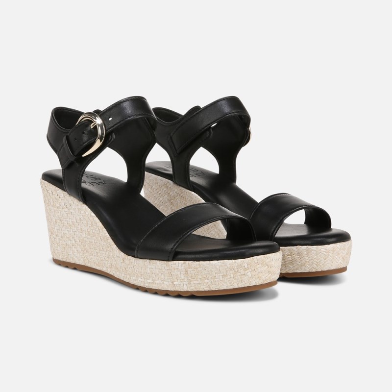 Naturalizer Stella Wedge Sandal Womens Black Wedge Sandals WD59-5599H1