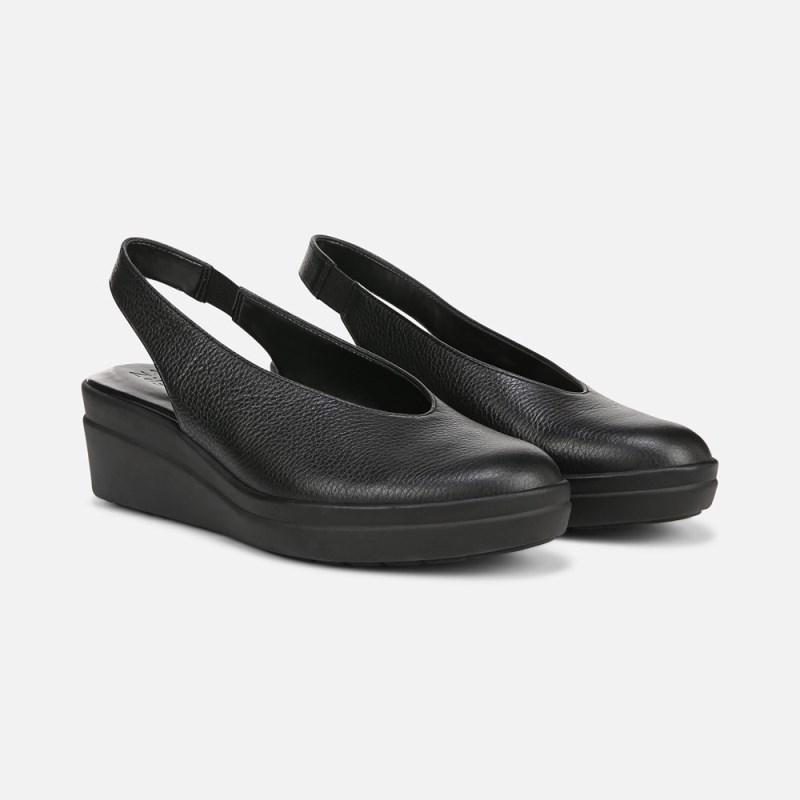 Naturalizer Sutton Slingback Wedge Womens Black Heeled Slingbacks ZI40-0920N7