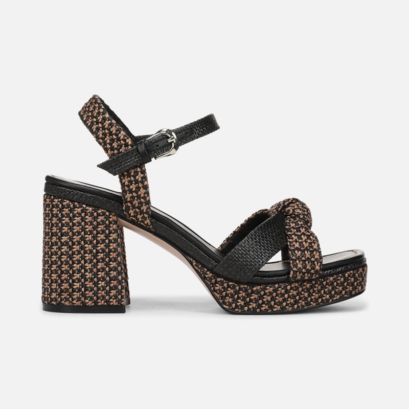Naturalizer 27 EDIT Peyton Platform Sandal Womens Black / Brown Heeled Sandals WJ21-0141N7
