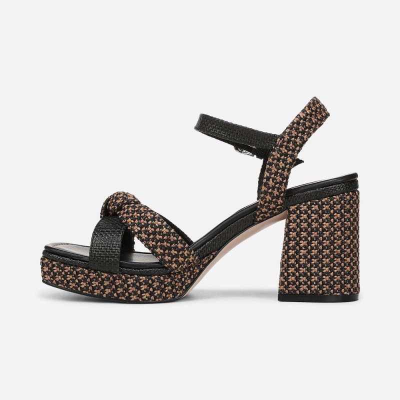 Naturalizer 27 EDIT Peyton Platform Sandal Womens Black / Brown Heeled Sandals WJ21-0141N7