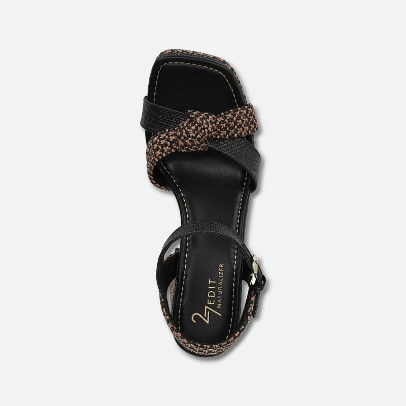Naturalizer 27 EDIT Peyton Platform Sandal Womens Black / Brown Heeled Sandals WJ21-0141N7