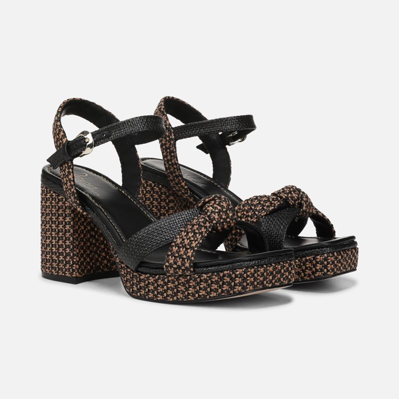 Naturalizer 27 EDIT Peyton Platform Sandal Womens Black / Brown Heeled Sandals WJ21-0141N7