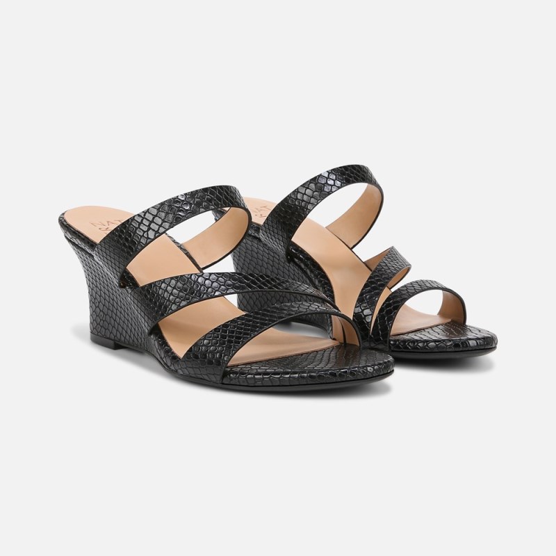 Naturalizer Breona Dress Sandal Womens Black / Snake Heeled Sandals ZJ26-0186S3