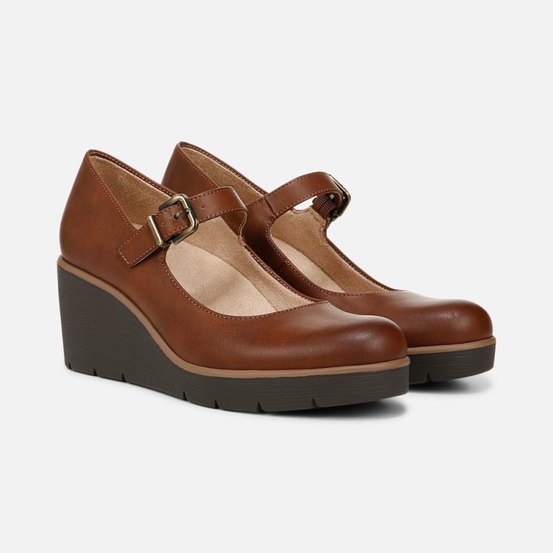 Naturalizer SOUL Adore Mary Jane Wedge Womens Brown Wedges OB62-1392P2
