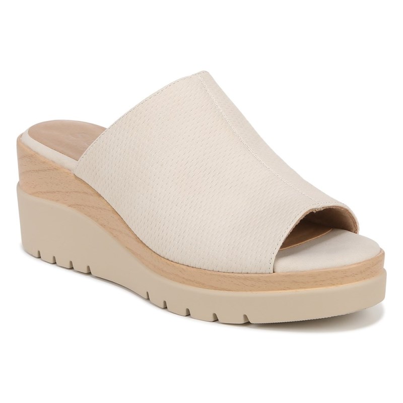 Naturalizer Soul Goodtimes Mule Wedge Sandal Womens Cream Wedge Sandals EE66-2686S5
