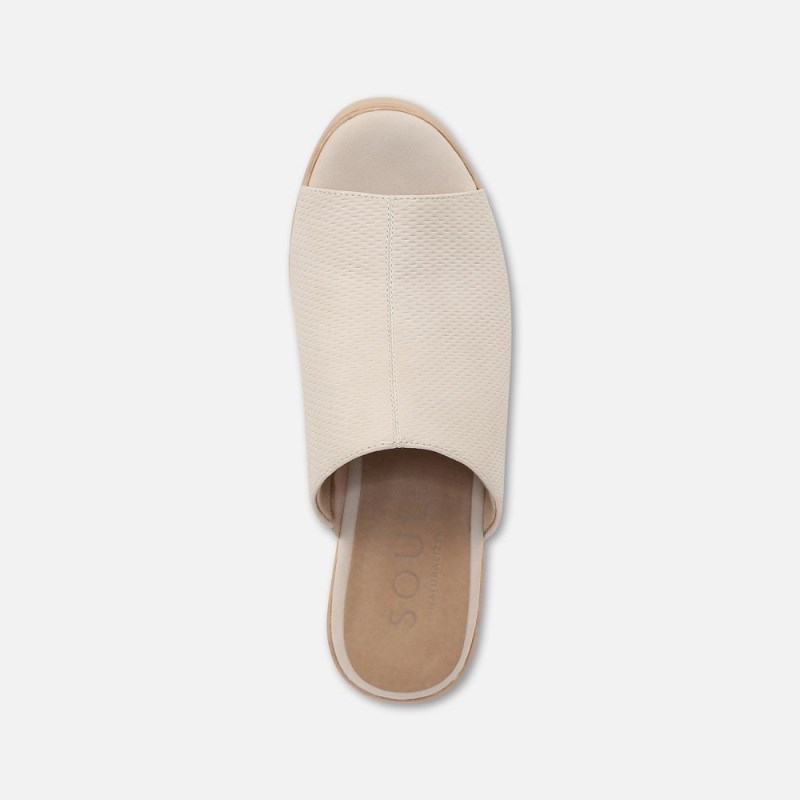 Naturalizer Soul Goodtimes Mule Wedge Sandal Womens Cream Wedge Sandals EE66-2686S5