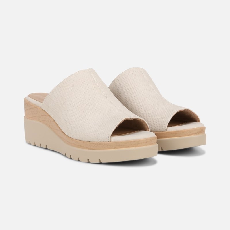 Naturalizer Soul Goodtimes Mule Wedge Sandal Womens Cream Wedge Sandals EE66-2686S5