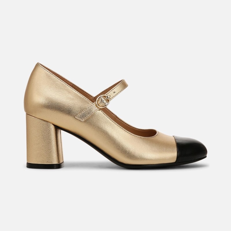 Naturalizer Lovable Mary Jane Womens Dark Gold / Black Block Heels PJ55-1125J0