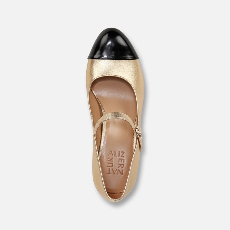 Naturalizer Lovable Mary Jane Womens Dark Gold / Black Block Heels PJ55-1125J0