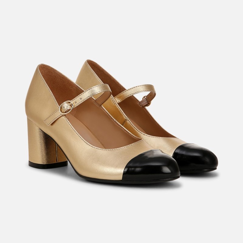 Naturalizer Lovable Mary Jane Womens Dark Gold / Black Block Heels PJ55-1125J0
