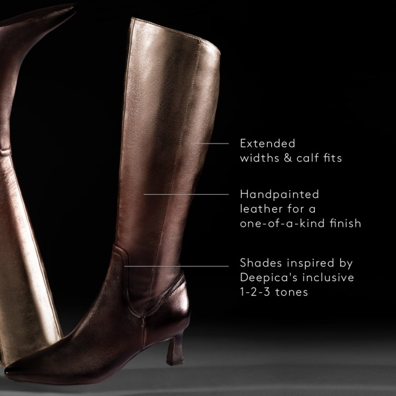 Naturalizer Deesha Unity Wide Calf Boot by Deepica Mutyala Womens Gold Metallic Dress Boots IT11-2371O7