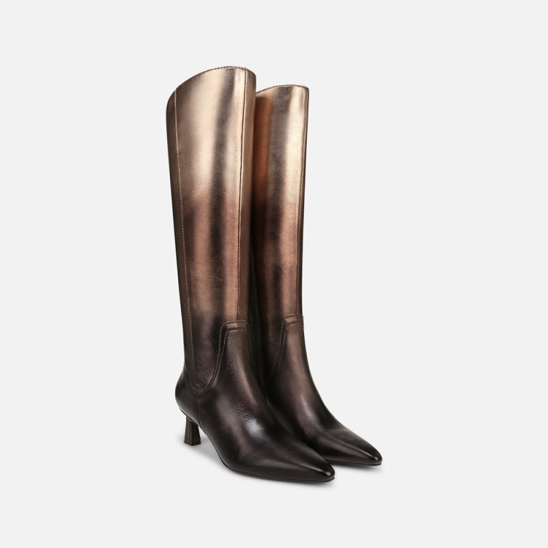 Naturalizer Deesha Unity Wide Calf Boot by Deepica Mutyala Womens Gold Metallic Dress Boots IT11-2371O7