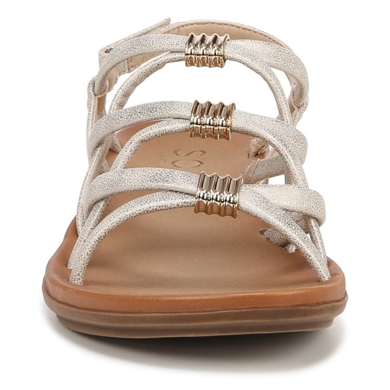 Naturalizer SOUL Sierra Strappy Sandal Womens Gold Flat Sandals VE35-1125A4