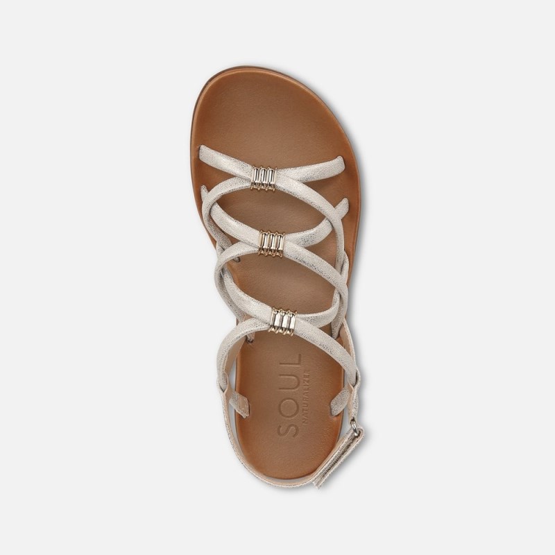 Naturalizer SOUL Sierra Strappy Sandal Womens Gold Flat Sandals VE35-1125A4