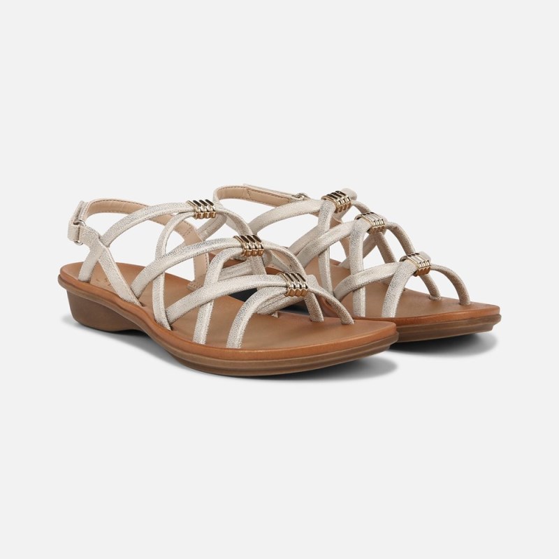 Naturalizer SOUL Sierra Strappy Sandal Womens Gold Flat Sandals VE35-1125A4