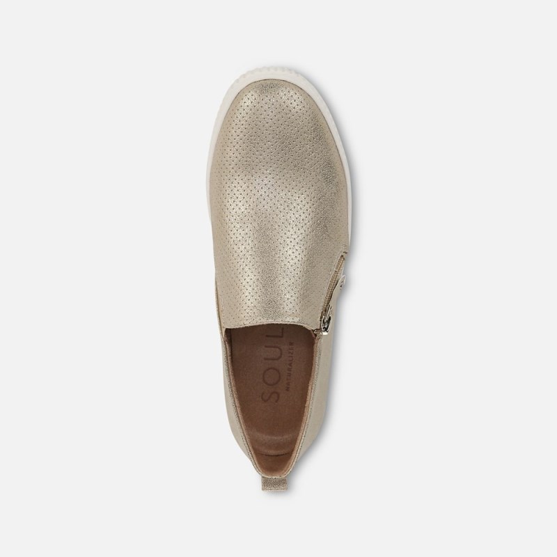 Naturalizer SOUL Turner Slip On Sneaker Womens Gold Slip On Sneakers IZ57-8027Q5
