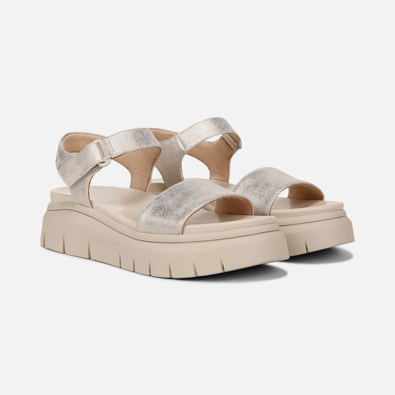 Naturalizer SOUL Poppi Wedge Sandal Womens Light Gold Platform Sandals PJ84-7094W8