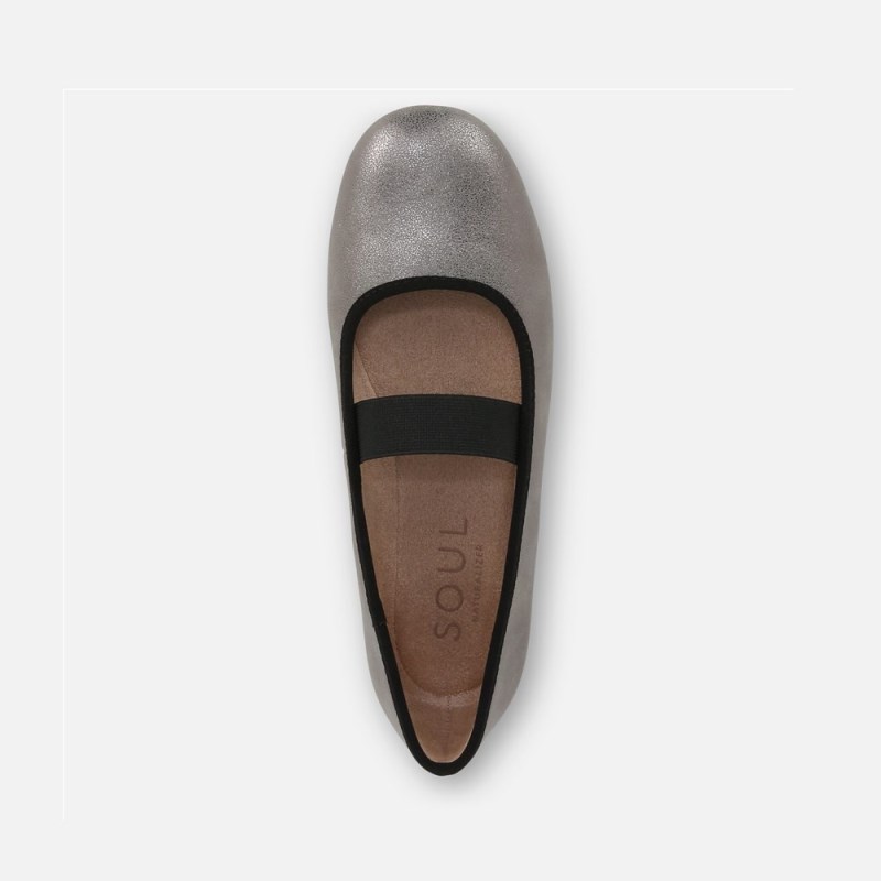 Naturalizer SOUL Brilliant Mary Jane Flat Womens Silver Ballet Flats CI96-9956B0