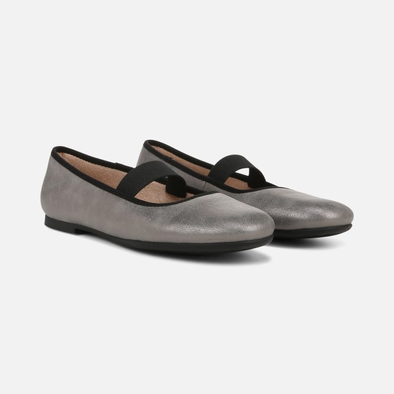 Naturalizer SOUL Brilliant Mary Jane Flat Womens Silver Ballet Flats CI96-9956B0