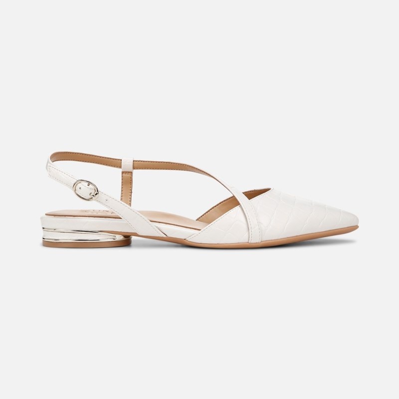 Naturalizer Hawaii Slingback Flat Womens White Slingbacks TV21-4401O6