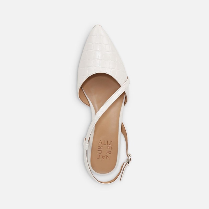 Naturalizer Hawaii Slingback Flat Womens White Slingbacks TV21-4401O6