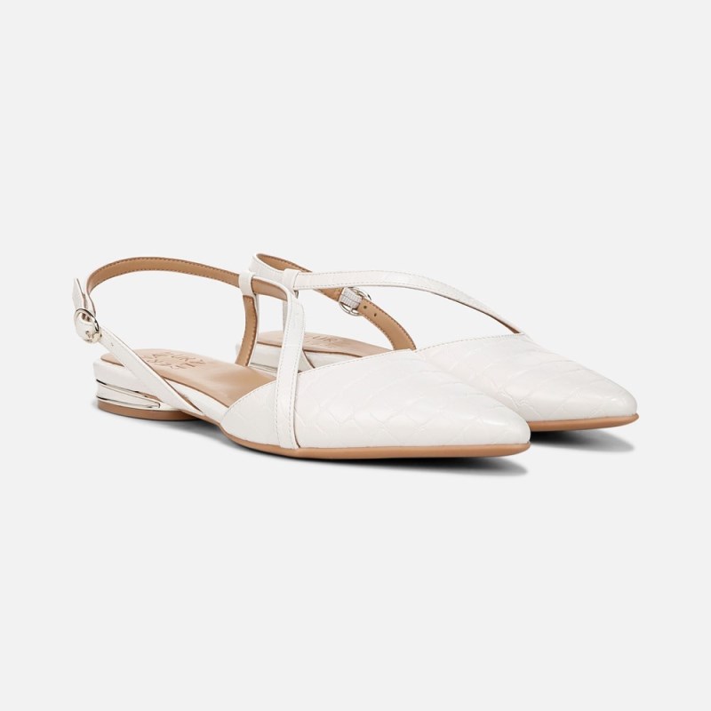 Naturalizer Hawaii Slingback Flat Womens White Slingbacks TV21-4401O6