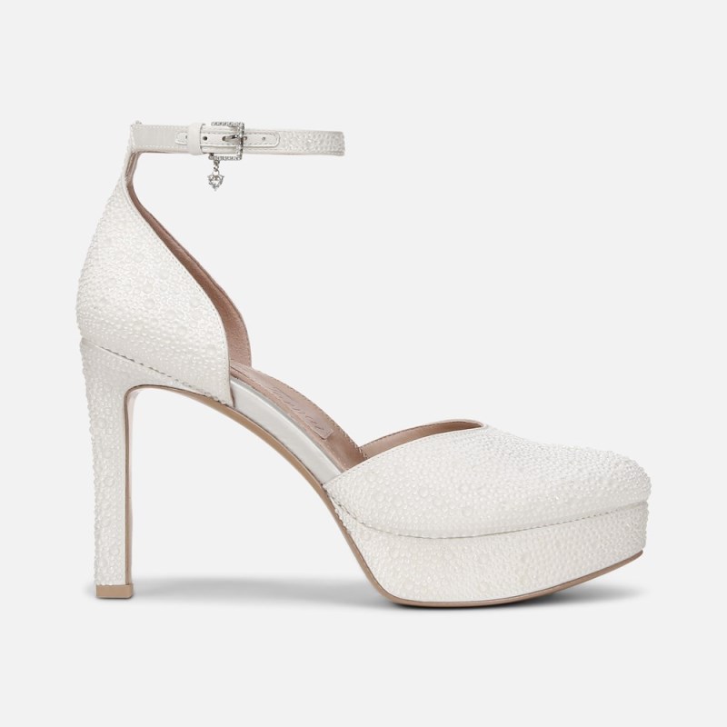 Naturalizer Rak Ankle Strap Dress Shoe Womens White Platforms SL57-3477C0