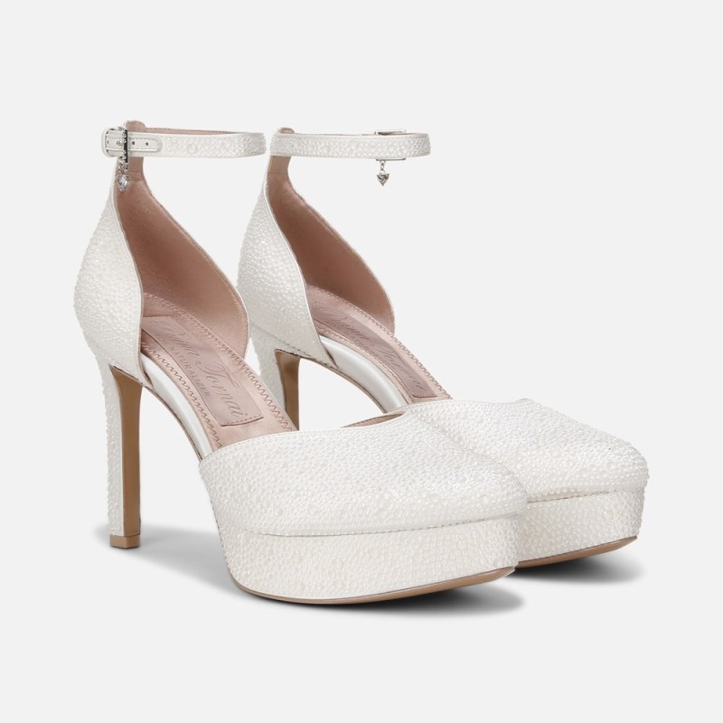 Naturalizer Rak Ankle Strap Dress Shoe Womens White Platforms SL57-3477C0