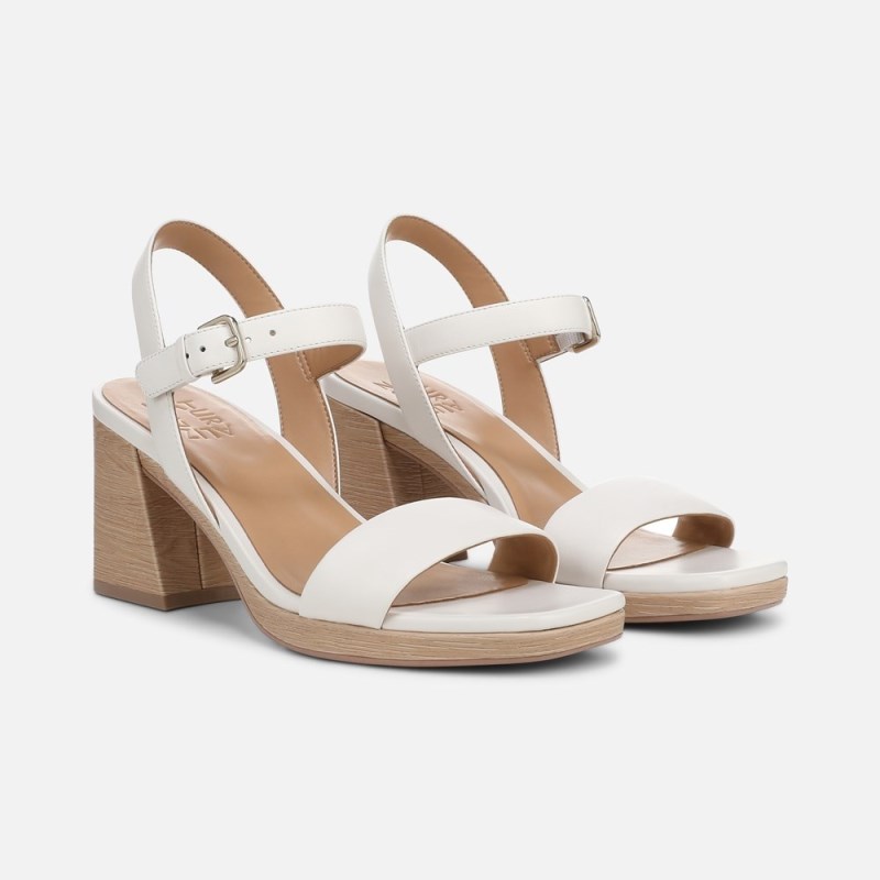 Naturalizer Rose Block Heel Sandal Womens White Block Heels OY06-9756O2